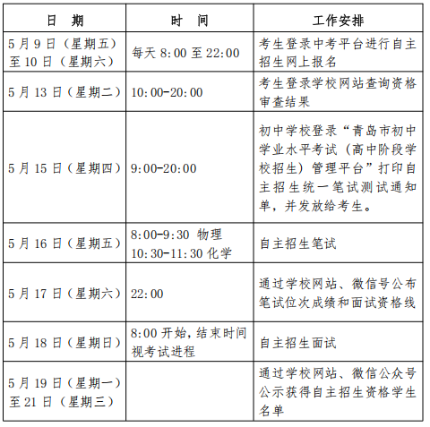 青岛十七中2025年自主招生日程.png