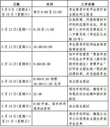 青岛五十八中高新校区2025年自主招生日程.png