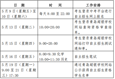青岛超银高级中学2025年自主招生日程.png